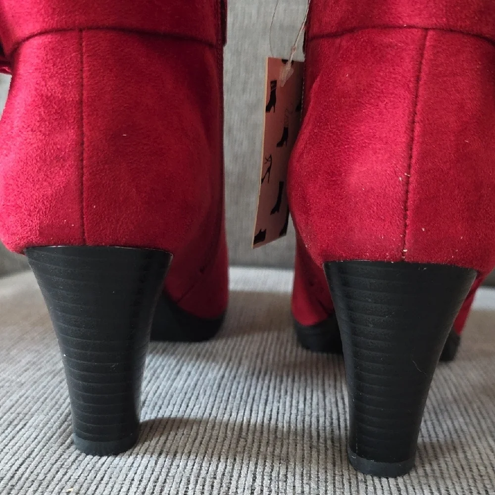Elegant Women's Dark Red Suede Ankle Boots By Mysoft, Size 9, NWT, 3 Inch Heel - Picture 8 of 15